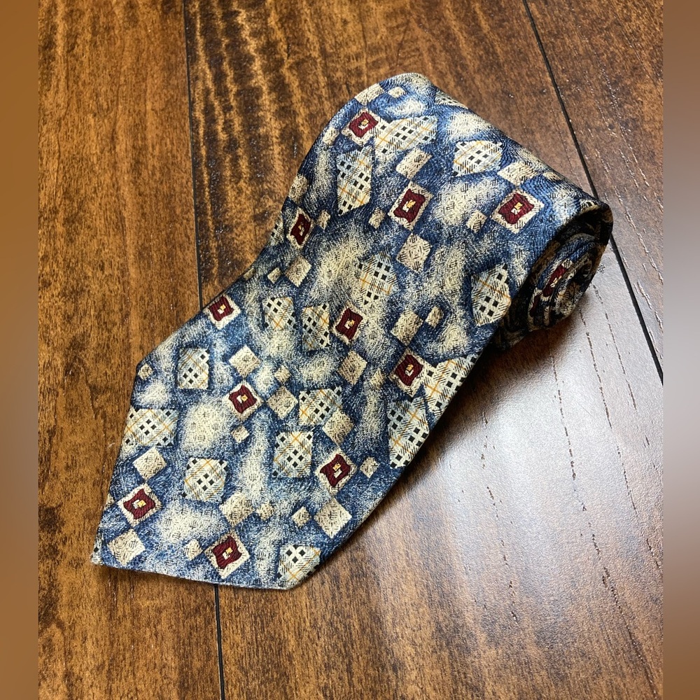 UNBRANDED Men’s All Silk Tie Geometric Patterns VINTAGE Made In USA 00s